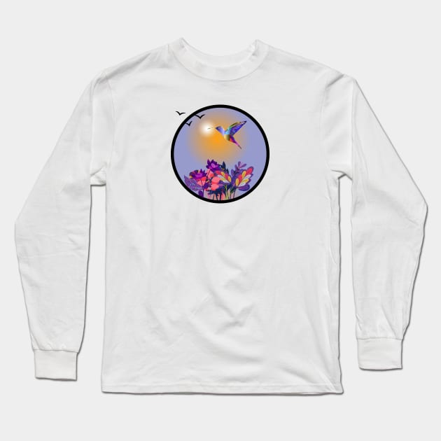HUMMINGBIRD SUNSET Long Sleeve T-Shirt by EmoteYourself